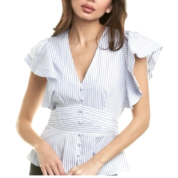 NWT Veronica Beard Stripe Peplum Top - Picture 1 of 9